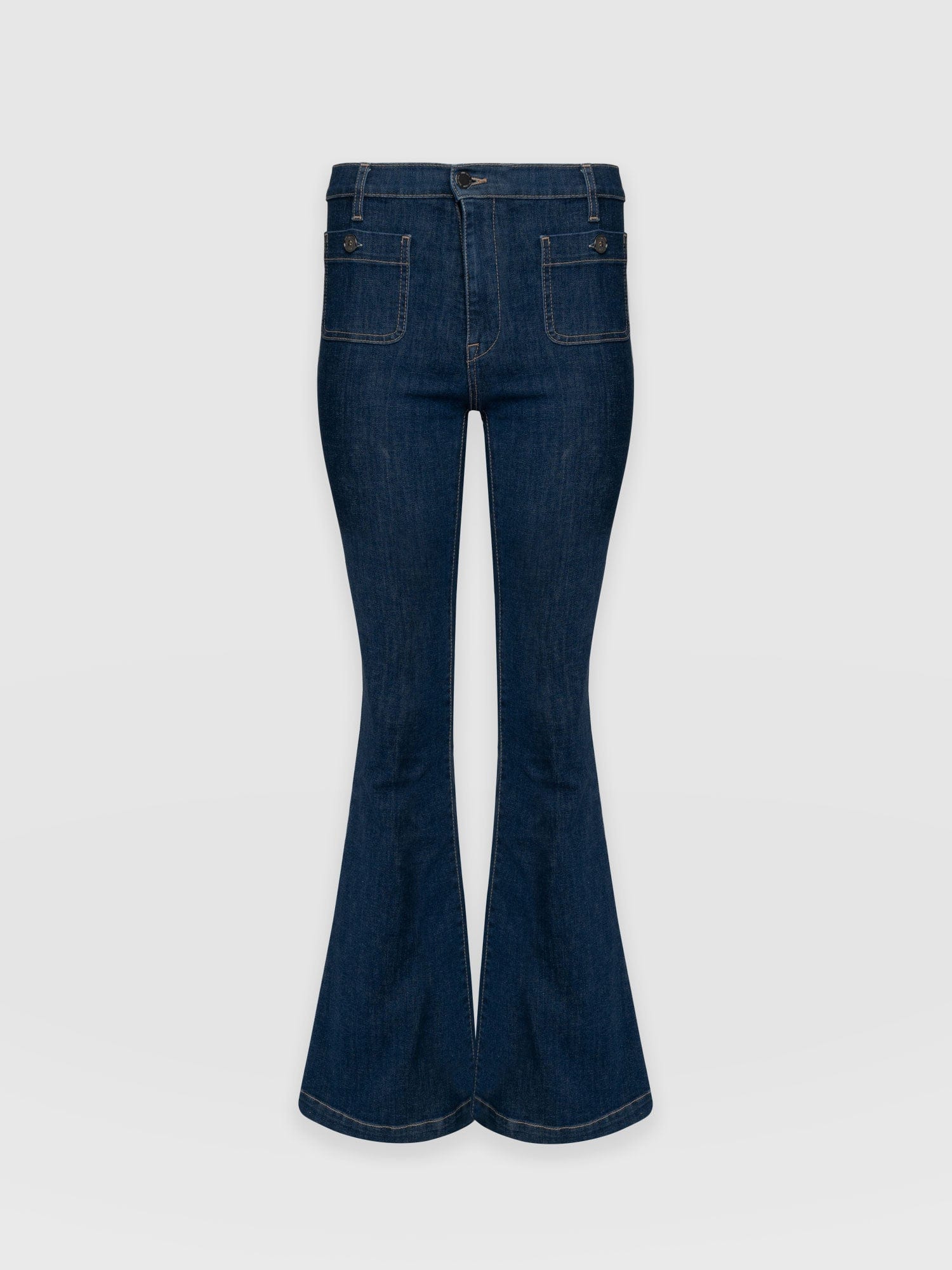 Bowie Stretch Flare Jeans Mid Blue - Women's Jeans | Saint + Sofia® USA